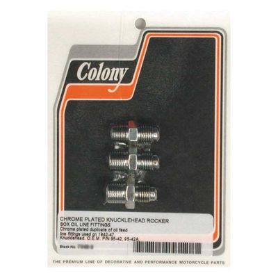 Nippel oljematning ventilkåpa Colony krom Knucklehead 42-47 (3-pack)