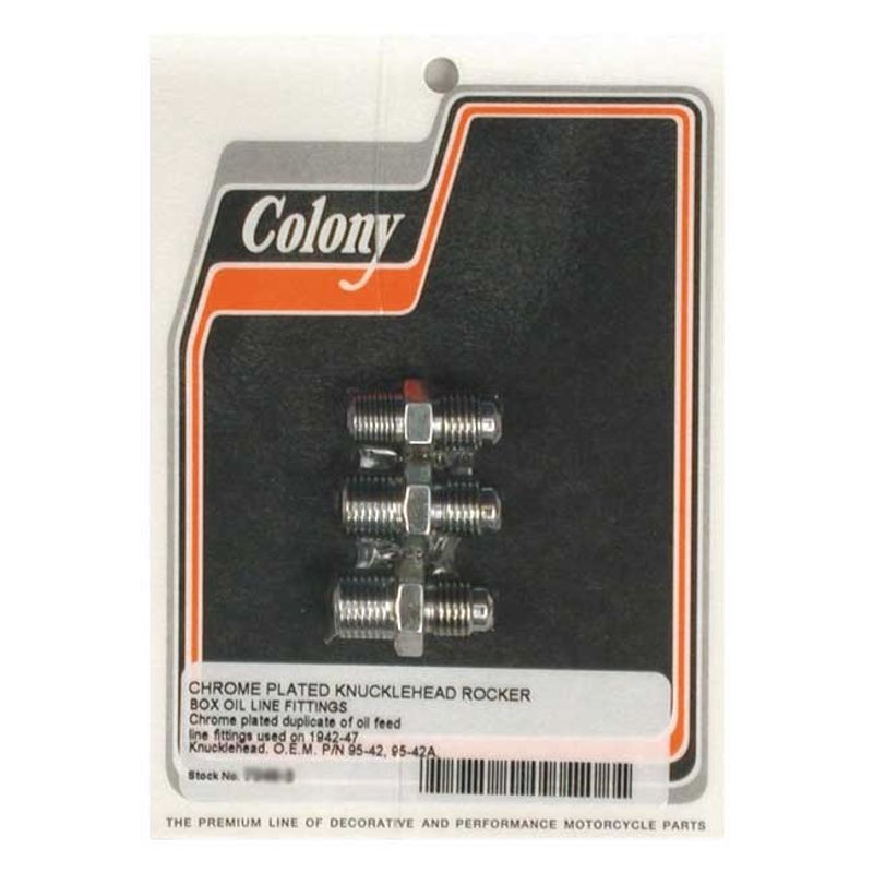 Nippel oljematning ventilkåpa Colony krom Knucklehead 42-47 (3-pack)