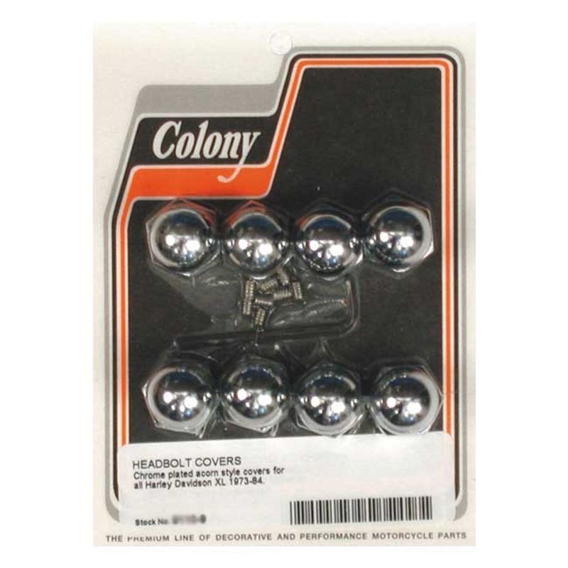 Skruvkåpssats Colony Acorn krom XL Sportster 73-84 (8-pack)