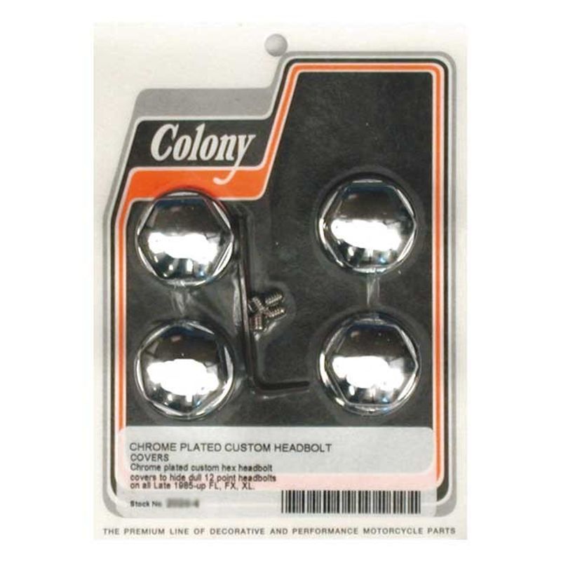 Kåpsats topplocksskruvar Colony sexkant kupolformad krom L85-17 Big Twin (4-pack)