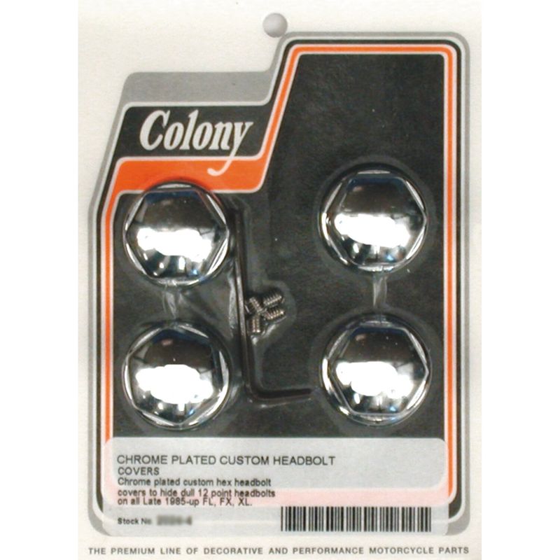 Kåpsats topplocksskruvar Colony sexkant kupolformad krom L85-17 Big Twin (4-pack)