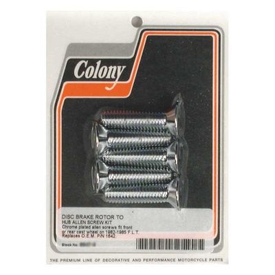 Skruvsats bromsskiva bak Colony krom FLT/Touring 82-85 (5-pack)