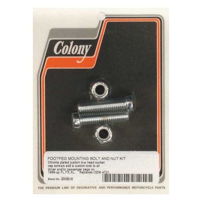 Monteringssats fotpinne Colony krom Big Twin, XL Sportster. 3/8-16 2048-4