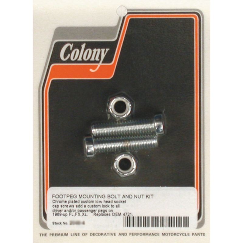 Monteringssats fotpinne Colony krom Big Twin, XL Sportster. 3/8-16 2048-4