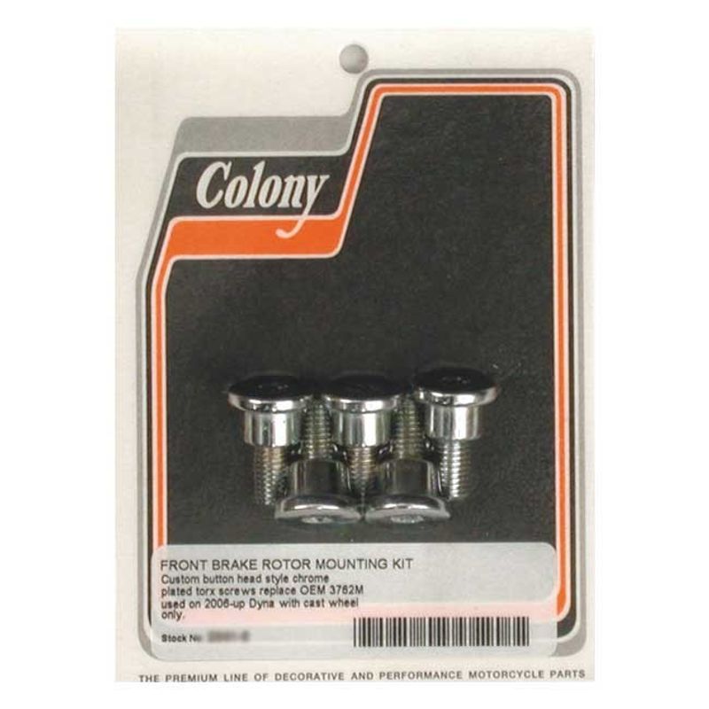 Skruvsats bromsskiva fram Colony krom Front cast wheel Dyna 06-17 m.fl. (5-pack)
