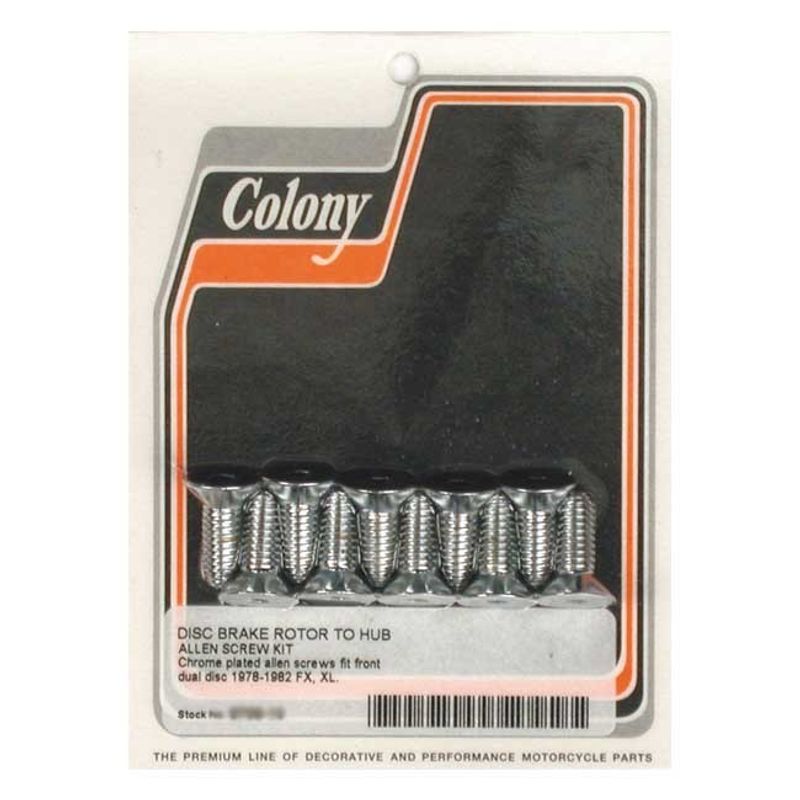Skruvsats bromsskiva fram Colony krom FX, XL Sportster. With dual (10-pack)