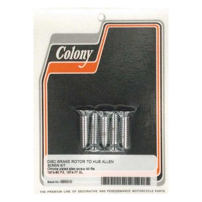 Skruvsats bromsskiva fram Colony krom FX 74-80 (5-pack)