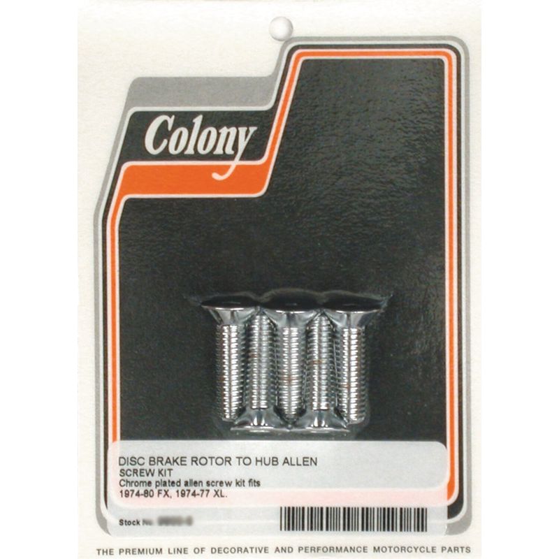 Skruvsats bromsskiva fram Colony krom FX 74-80 (5-pack)