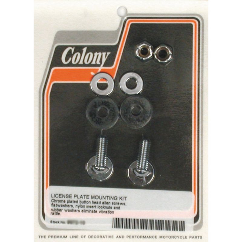 Monteringssats nummerplåt Colony Buttonhead krom universal