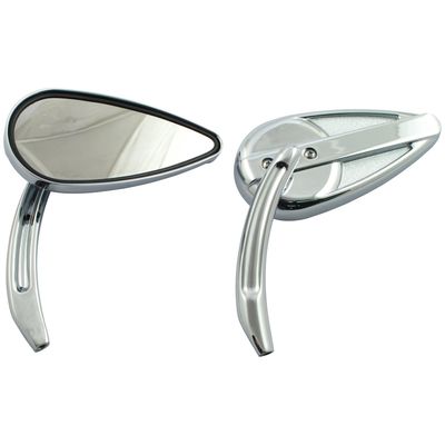 Speglar MCS retro droppform krom räfflad aluminiumstam 65-UP H-D