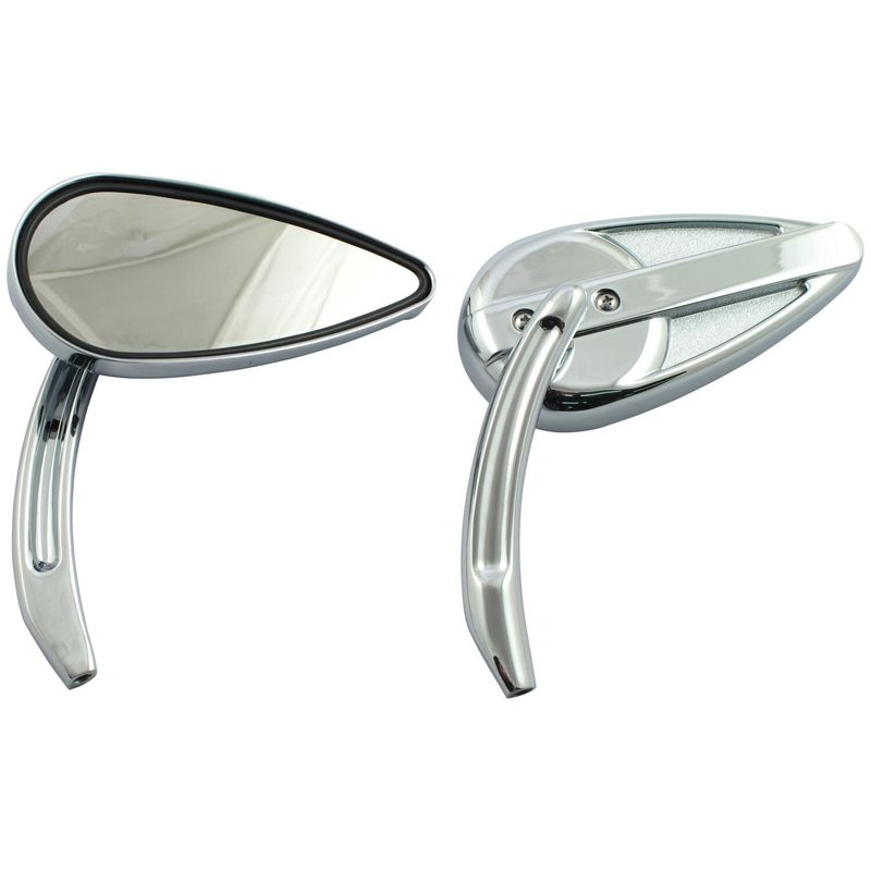 Speglar MCS retro droppform krom räfflad aluminiumstam 65-UP H-D