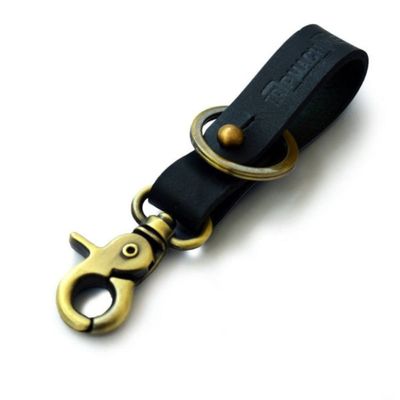 Nyckelhållare läder Trip Machine svart/antikguld