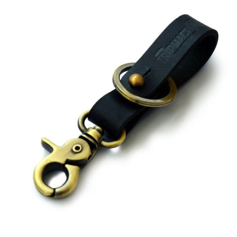 Nyckelhållare läder Trip Machine svart/antikguld