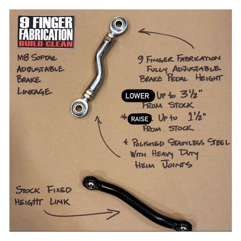 Bromslänk 9 Finger Fabrication LLC M8 Softail with mid controls 18-26 svart