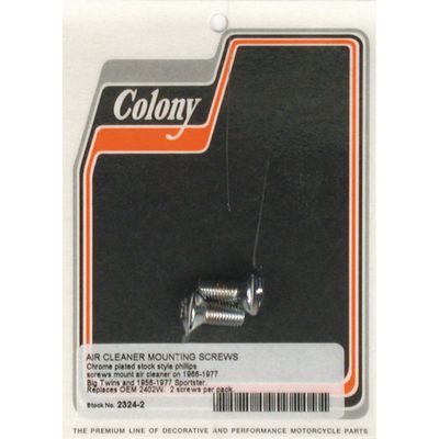 Skruvsats luftfilterkåpa Colony krom Big Twin, XL Sportster 67-78 (2-pack)