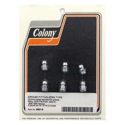 Nippel fett Colony 5/16-32 krom 1936-1984 H-D (6-pack)