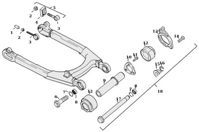 Sprängskiss bakgaffel XL Sportster 04–22, position 1