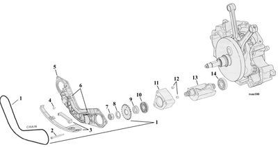 Sprängskiss balansaxlar Twin Cam B 00–17, position 9