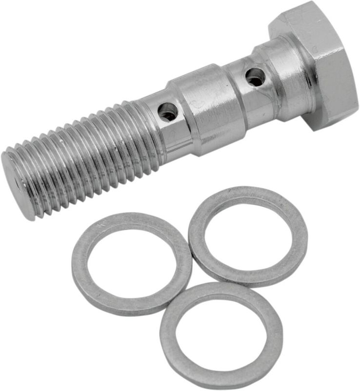 Banjoskruv Drag Specialties 24 3/8 krom stål dubbel