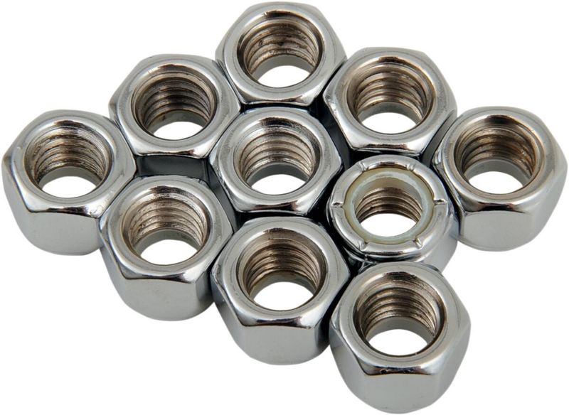 Muttrar insats Drag Specialties 3/8-16 nylon krom (10-pack)