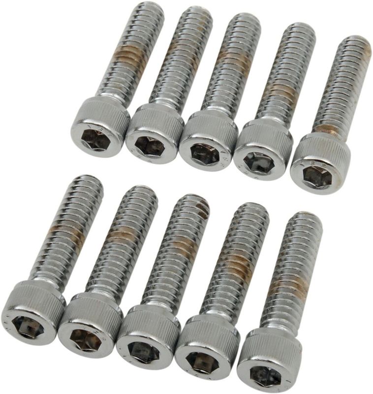 Insexskruvar Drag Specialties 1/4-20X1 1/4-20 räfflad krom (10-pack)