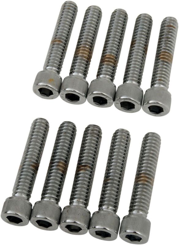 Insexskruvar Drag Specialties 1/4-20X1.25 1/4-20 räfflad krom (10-pack)