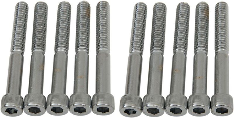 Insexskruvar Drag Specialties 1/4-20X2 1/4-20 räfflad krom (10-pack)