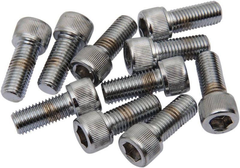 Insexskruvar Drag Specialties Fine 5/16-24X0.875 5/16-24 räfflad krom (10-pack)