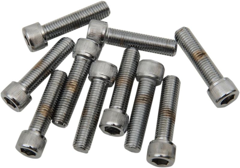 Insexskruvar Drag Specialties Fine 5/16-24X1.5 5/16-24X1 räfflad krom (10-pack)