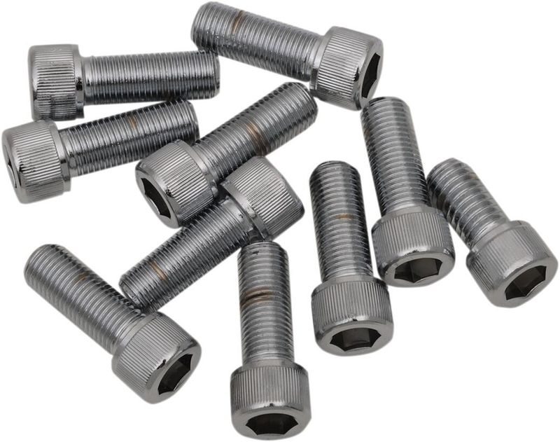 Insexskruvar Drag Specialties Fine 3/8-24X1 3/8-24 räfflad krom (10-pack)