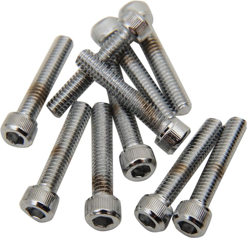 Insexskruvar Drag Specialties 8-32 7/8 räfflad krom (10-pack)