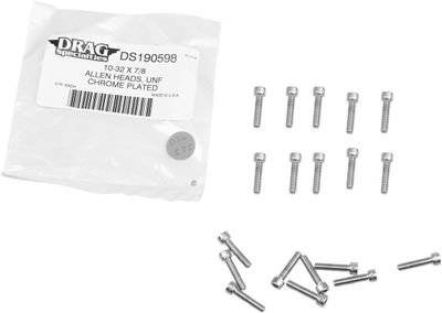 Insexskruvar Drag Specialties 10-32 7/8 räfflad krom (10-pack)