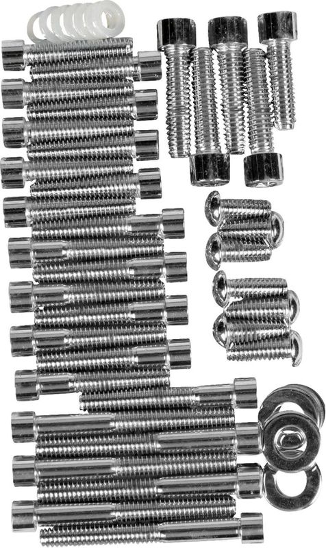 Skruvsats kam-/primär-/växellådskåpa insex Drag Specialties krom slät FXR 87-94