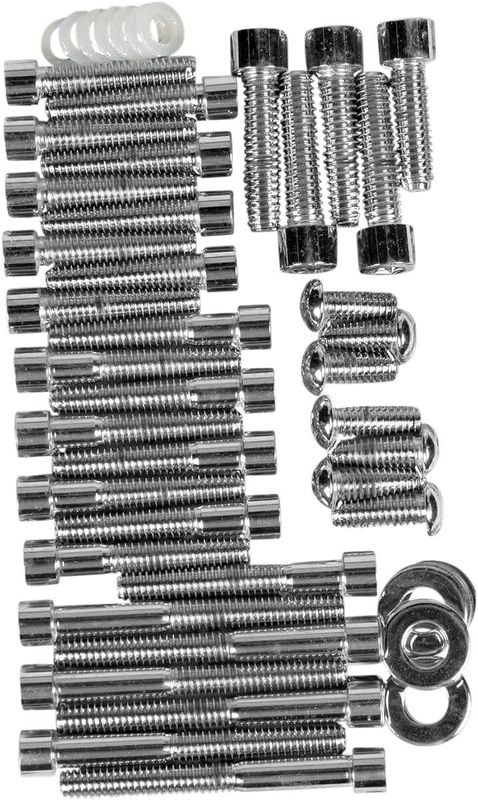 Skruvsats kam-/primär-/växellådskåpa insex Drag Specialties krom slät FXR 87-94