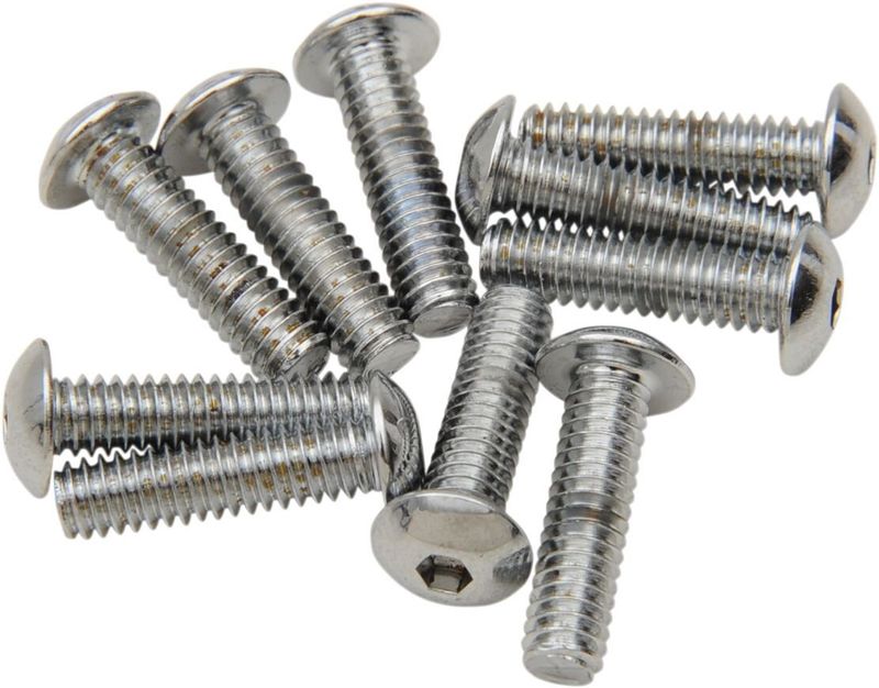 Skruvar Drag Specialties 8-32 1/2 kupolhuvud krom (10-pack)