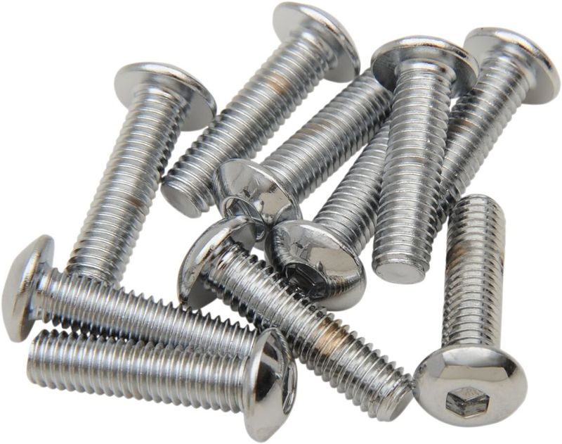 Skruvar Drag Specialties 10-32 1 kupolhuvud krom (10-pack)