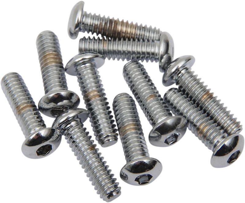 Skruvar Drag Specialties 1/4-20X0.75 1/4-20 kupolhuvud krom (10-pack)