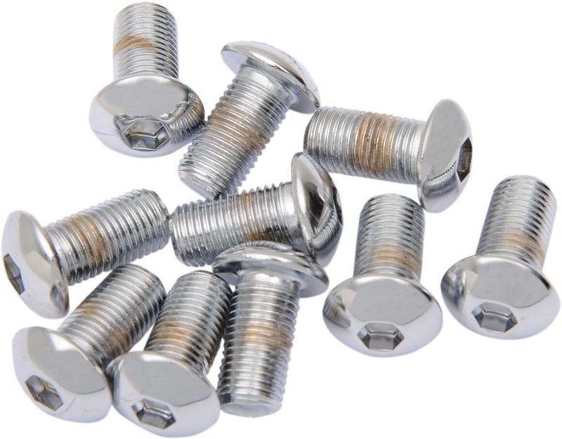 Skruvar Drag Specialties 3/8-24X0.75 3/8-24 kupolhuvud krom (10-pack)