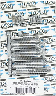 Skruv sidokåpa Drag Specialties vänster krom räfflad Sportster 91-03