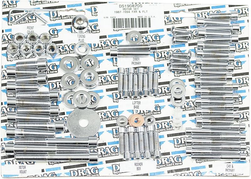 Skruvsats Drag Specialties krom slät FXR 87-94, Touring 87-93