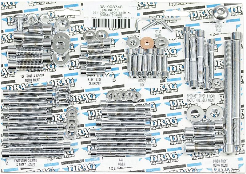 Bultsats Drag Specialties motor insex slät krom