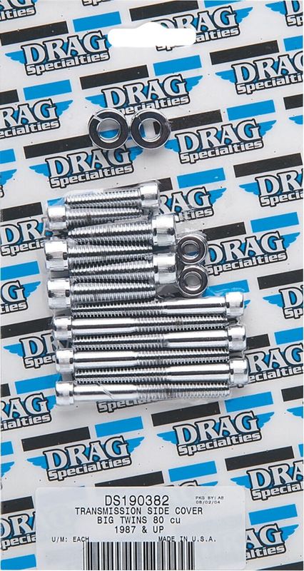 Skruv sidokåpa Drag Specialties krom räfflad H-D 87-00