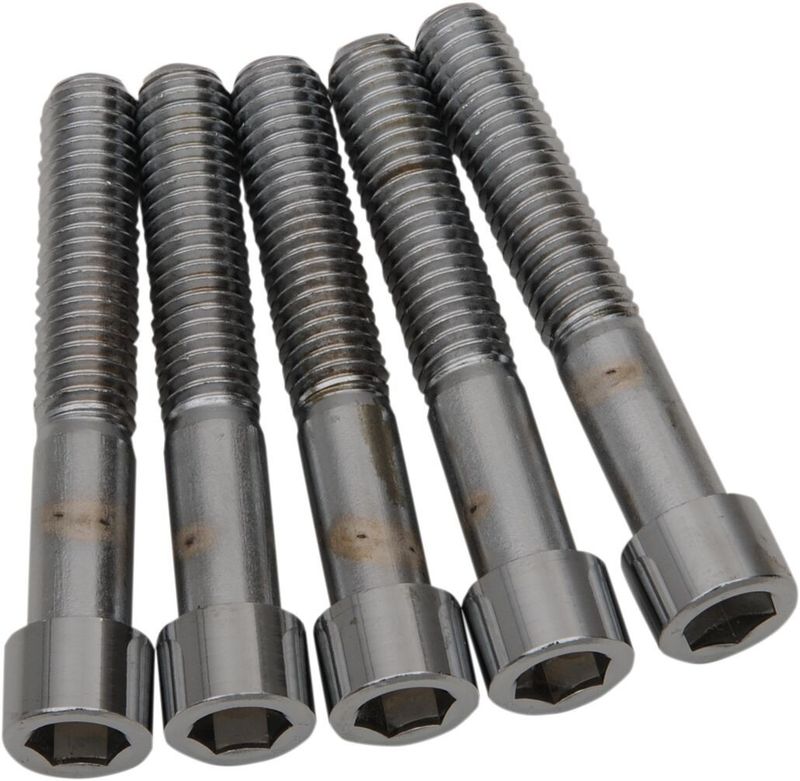Insexskruvar Drag Specialties Coarse 7/16-14X2.5 7/16X14X2-1/2 slät krom (5-pack)