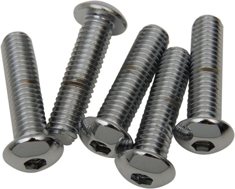 Skruvar Drag Specialties 3/8-16X1.75 3/8X16X1-3/4 kupolhuvud krom (5-pack)