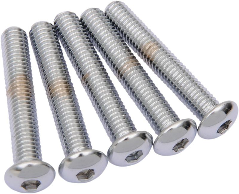 Skruvar Drag Specialties 3/8X16X2 3/8-16X2 kupolhuvud krom (5-pack)