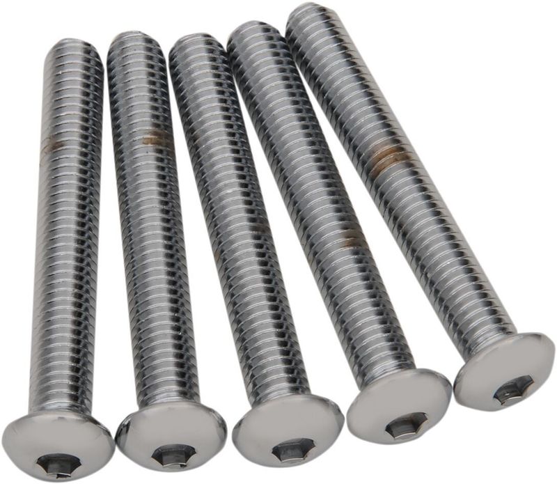 Skruvar Drag Specialties 3/8X16X3 3/8-16X3 kupolhuvud krom (5-pack)