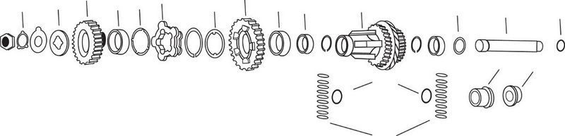 Drev 3:e växel huvudaxel och mellanaxel Andrews standard Big Twin 36-E76 4-växlad