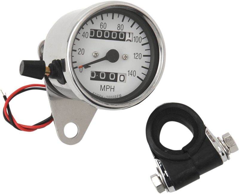 Hastighetsmätare Drag Specialties 2.4 krom vit FXR 84-92