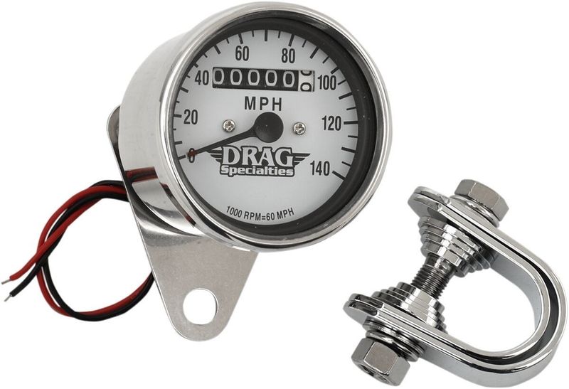 Hastighetsmätare Drag Specialties H-D 71 krom/vit