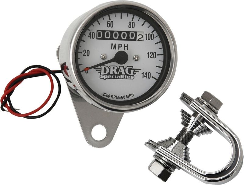 Hastighetsmätare Drag Specialties 2 1 krom vit Softail 88-95